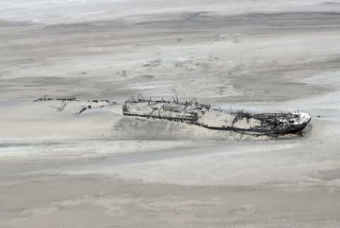 Wreck of the ship Eduard Bohlen that ran aground off Namibia's Skeleton Coast