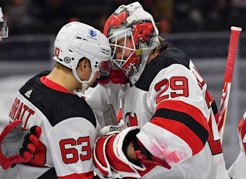 New Jersey Devils goaltender Mackenzie Blackwood (29): (Eric Hartline-USA TODAY Sports)