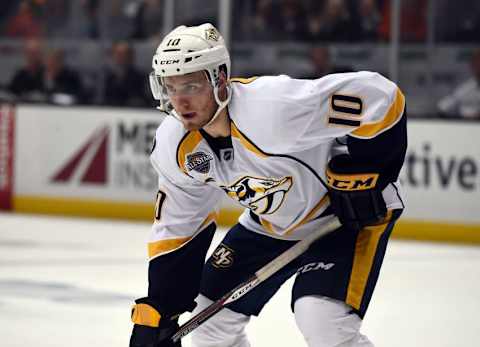 Nashville Predators center Colton Sissons (10). Mandatory Credit: Kirby Lee-USA TODAY Sports