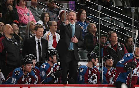 DENVER, CO – MARCH 09: Head coach Patrick Roy of the Colorado Avalanche directs his team during the game against the Anaheim Ducks at the Pepsi Center on March 9, 2016 in Denver, Colorado. The Avalanche defeated the Ducks 3-0. (Photo by Michael Martin/NHLI via Getty Images)