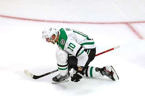 EDMONTON, ALBERTA – SEPTEMBER 26: Corey Perry #10 of the Dallas Stars  (Photo by Bruce Bennett/Getty Images)