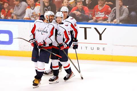 Connor McMichael, Alex Ovechkin, Washington Capitals Mandatory Credit: Sam Navarro-USA TODAY Sports