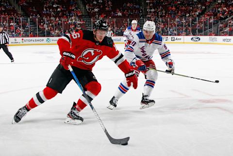 Jimmy Vesey #16 of the New Jersey Devils. (Photo by Bruce Bennett/Getty Images)