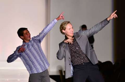 NEWPORT BEACH, CA – MARCH 16: Carter Christman and Hampus Lindholm attend the Anaheim Lady Ducks Fashion Show Luncheon at Bloomingdale’s South Coast Plaza on March 16, 2015, in Newport Beach, California. (Photo by Jerod Harris/Getty Images for Bloomingdale’s)