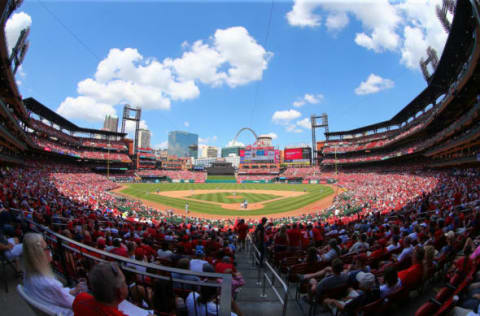 ST. LOUIS, MO – JUNE 19: A general view of Busch Stadium during a game between the St. Louis Cardinals and the Texas Rangers on June 19, 2016 in St. Louis, Missouri. (Photo by Dilip Vishwanat/Getty Images)