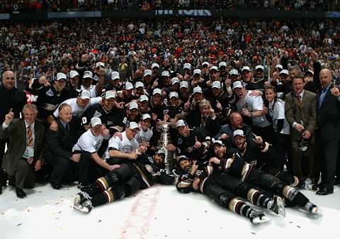 ANAHEIM, CA – JUNE 06: The Anaheim Ducks celebrate winning the Stanley Cup (Photo by Dave Sandford/Getty Images)