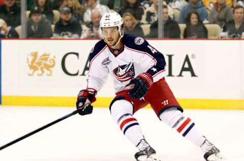 PITTSBURGH, PA – MARCH 01: Artem Anisimov #42 of the Columbus Blue Jackets skates against the Pittsburgh Penguins during the game at Consol Energy Center on March 1, 2015, in Pittsburgh, Pennsylvania. (Photo by Justin K. Aller/Getty Images)