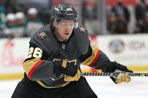 Mattias Janmark #26 of the Vegas Golden Knights. (Photo by Sean M. Haffey/Getty Images)