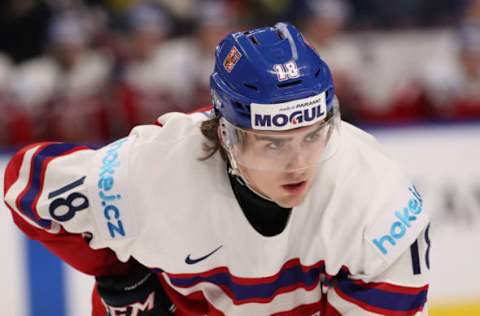 BUFFALO, NY – DECEMBER 28: Filip Zadina #18 of Czech Republic in the second period against Sweden during the IIHF World Junior Championship at KeyBank Center on December 28, 2017 in Buffalo, New York. (Photo by Kevin Hoffman/Getty Images)