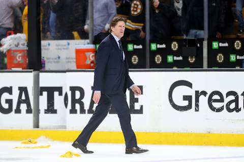 BOSTON, MASSACHUSETTS – APRIL 23: Head Coach Mike Babcock of the Toronto Maple Leafs. (Photo by Maddie Meyer/Getty Images)