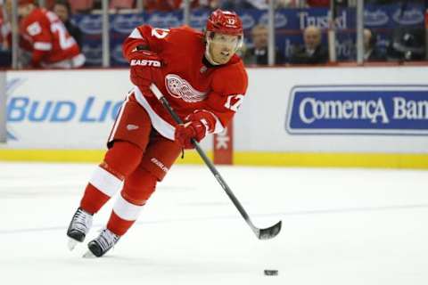 Brad Richards (17) skates with the puck in the first period against the Florida Panthers at Joe Louis Arena. Mandatory Credit: Rick Osentoski-USA TODAY Sports” width=”850″ height=”566″ /> Nov 29, 2015; Detroit, MI, USA; Detroit Red Wings center Brad Richards (17) skates with the puck in the first period against the Florida Panthers at Joe Louis Arena. Mandatory Credit: Rick Osentoski-USA TODAY Sports