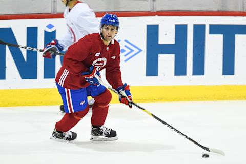 Cole Fonstad (71) skates with the puck during the Montreal Canadiens Development Camp (Photo by David Kirouac/Icon Sportswire via Getty Images)