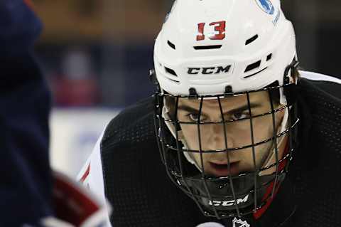 Nico Hischier #13 of the New Jersey Devils: (Bruce Bennett/POOL PHOTOS-USA TODAY Sports)