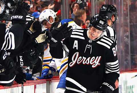 Jack Hughes #86 of the New Jersey Devils. (Photo by Bruce Bennett/Getty Images)