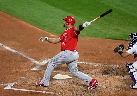 Albert Pujols of the Los Angeles Angels. Mandatory Credit: Ron Chenoy-USA TODAY Sports