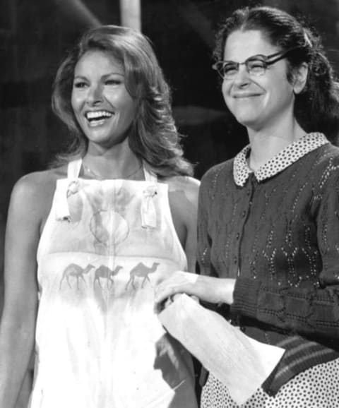 Raquel Welch and Gilda Radner during a 1976 Saturday Night Live rehearsal.