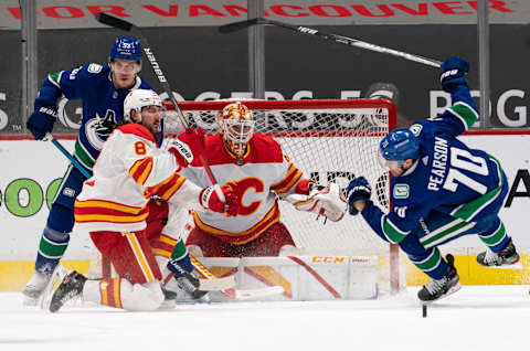 Bo Horvat and Tanner Pearson of the Vancouver Canucks. (Photo by Rich Lam/Getty Images)