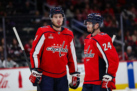 Hardy Haman Aktell, Connor McMichael, Washington Capitals (Photo by Scott Taetsch/Getty Images)