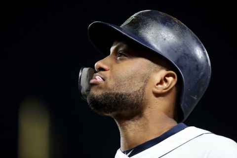 SEATTLE, WA – SEPTEMBER 27: Robinson Canno #22 of the Seattle Mariners reacts after hitting a groundout to short in the fifth inning against the Texas Rangers during their game at Safeco Field on September 27, 2018 in Seattle, Washington. (Photo by Abbie Parr/Getty Images)