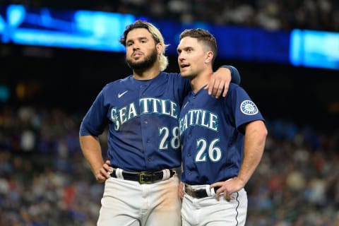 Eugenio Suarez and Adam Frazier. Steven Bisig-USA TODAY Sports