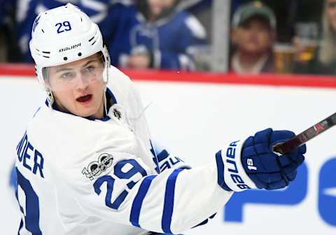 ST. PAUL, MN – DECEMBER 14: Toronto Maple Leafs Right Wing William Nylander (29) warms up before a NHL game between the Minnesota Wild and Toronto Maple Leafs on December 14, 2017 at Xcel Energy Center in St. Paul, MN.The Wild defeated the Maple Leafs 2-0.(Photo by Nick Wosika/Icon Sportswire via Getty Images)