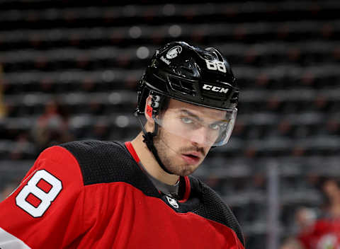 Kevin Bahl #88 of the New Jersey Devils. (Photo by Elsa/Getty Images)