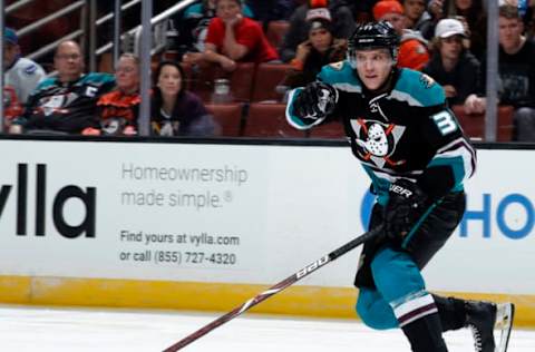 ANAHEIM, CA – FEBRUARY 13: Jakob Silfverberg #33 of the Anaheim Ducks skates during the game against the Vancouver Canucks on February 13, 2019 at Honda Center in Anaheim, California. (Photo by Debora Robinson/NHLI via Getty Images)