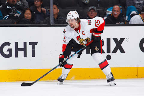 Erik Karlsson #65 of the Ottawa Senators. (Photo by Rocky W. Widner/NHL/Getty Images)