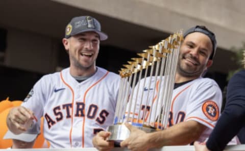 Joe Altuve (right) with Alex Bregman. Mandatory Credit: Thomas Shea-USA TODAY Sports