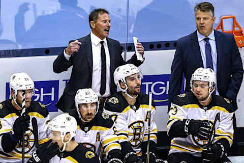 Head coach Bruce Cassidy of the Boston Bruins (Photo by Elsa/Getty Images)