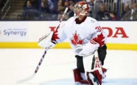 Sep 9, 2016; Columbus, OH, USA; Team Canada goalie Carey Price (31) looks on in the second period against Team USA during a World Cup of Hockey pre-tournament game at Nationwide Arena. Mandatory Credit: Aaron Doster-USA TODAY Sports