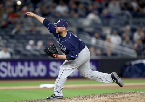 Hunter will be one of two eighth-inning setup men to get the ball to the closer. Photo by Elsa/Getty Images.