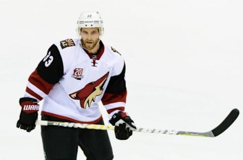 Oct 3, 2016; Vancouver, British Columbia, CAN; Arizona Coyotes defenseman Alex Goligoski (33) skates against the Vancouver Canucks during the third period during a preseason hockey game at Rogers Arena. The Arizona Coyotes won 4-2. Mandatory Credit: Anne-Marie Sorvin-USA TODAY Sports