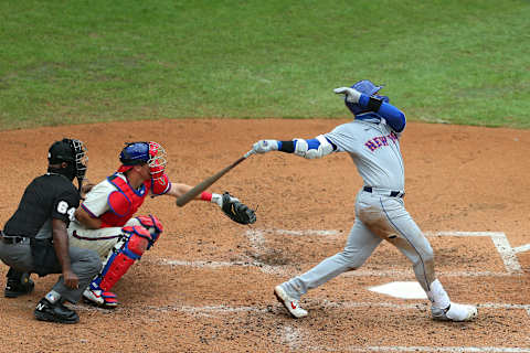 Dominic Smith of the New York Mets (Photo by Rich Schultz/Getty Images)