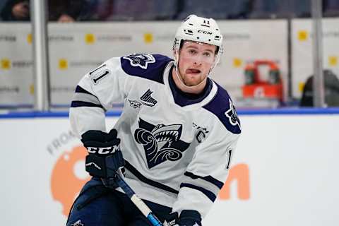 QUEBEC CITY, QC – OCTOBER 18: Alexis Lafreniere #11 of the Rimouski Oceanic skates prior to his QMJHL hockey game at the Videotron Center on October 18, 2019 in Quebec City, Quebec, Canada. (Photo by Mathieu Belanger/Getty Images)