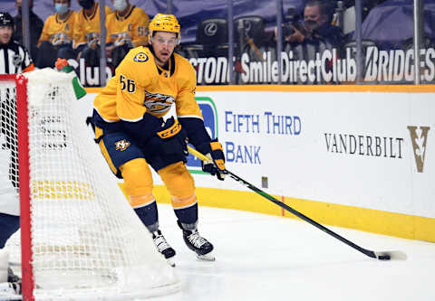 Nashville Predators left wing Erik Haula (56)  Mandatory Credit: Christopher Hanewinckel-USA TODAY Sports