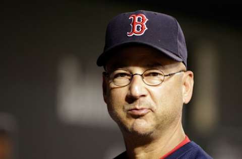 BALTIMORE, MD – SEPTEMBER 26: Manager Terry Francona looks on from the dugout during the second inning of the Red Sox game against the Baltimore Orioles at Oriole Park at Camden Yards on September 26, 2011 in Baltimore, Maryland. (Photo by Rob Carr/Getty Images)