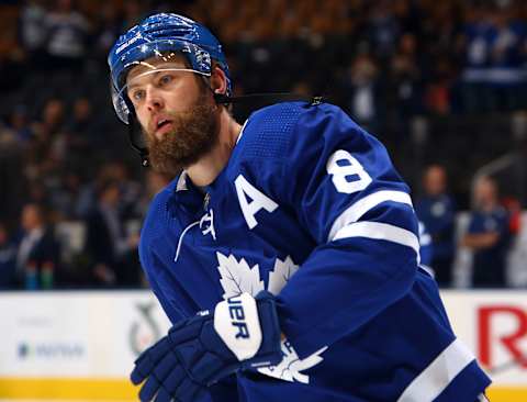 TORONTO, ON – SEPTEMBER 28: Jake Muzzin #8 of the Toronto Maple Leafs . (Photo by Vaughn Ridley/Getty Images)