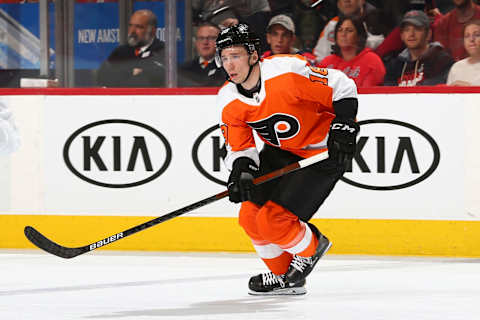 Tyler Pitlick of the Philadelphia Flyers vs Toronto Maple Leafs (Photo by Mitchell Leff/Getty Images)