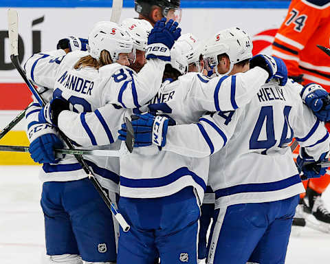 William Nylander, Mitch Marner, Morgan Rielly, Toronto Maple Leafs (Credit: Perry Nelson-USA TODAY Sports)