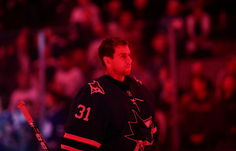 Martin Jones #31 of the San Jose Sharks. (Photo by Ezra Shaw/Getty Images)