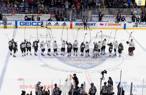 ST LOUIS, MISSOURI – JANUARY 24: The Elite Women’s teams salute the crowd after taking part in the Elite Women’s 3-on-3 presented by adidas during the 2020 NHL All-Star Skills competition at Enterprise Center on January 24, 2020 in St Louis, Missouri. (Photo by Brian Babineau/NHLI via Getty Images)