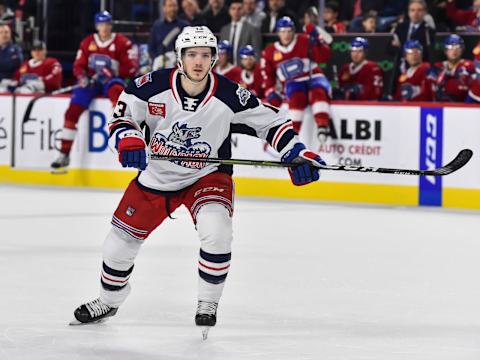 New York Rangers prospect Patrick Newell #13 of the Hartford Wolf Pack . (Photo by Minas Panagiotakis/Getty Images)