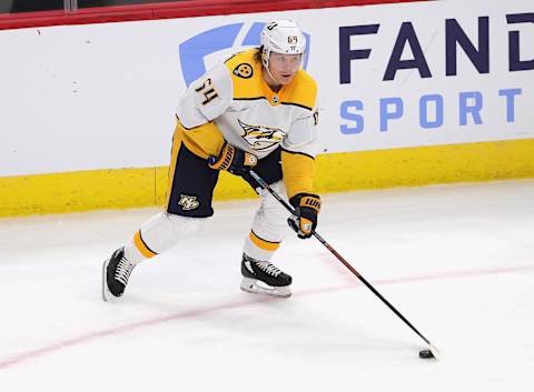 CHICAGO, ILLINOIS – APRIL 23: Mikael Granlund #64 of the Nashville Predators . (Photo by Jonathan Daniel/Getty Images)