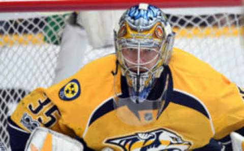 Nashville Predators goalie Pekka Rinne (35) (Christopher Hanewinckel-USA TODAY Sports)