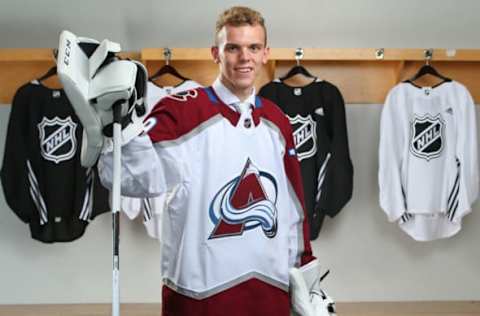 VANCOUVER, BRITISH COLUMBIA – JUNE 22: Trent Miner, 202nd pick overall of the Colorado Avalanche, poses for a portrait during Rounds 2-7 of the 2019 NHL Draft at Rogers Arena on June 22, 2019 in Vancouver, Canada. (Photo by Andre Ringuette/NHLI via Getty Images)