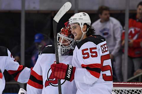 New Jersey Devils defenseman Mason Geertsen (55): Dennis Schneidler-USA TODAY Sports