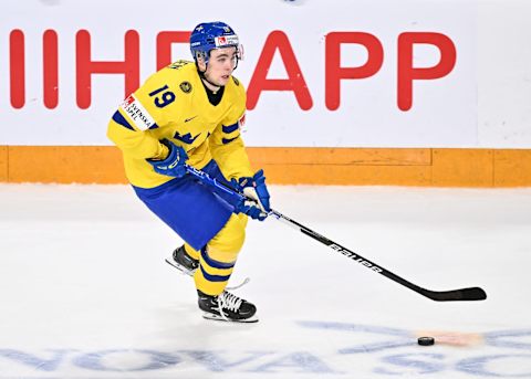 HALIFAX, CANADA – JANUARY 04: Isak Rosen #19 of Team Sweden skates during the first period against Team Czech Republic in the semifinal round of the 2023 IIHF World Junior Championship at Scotiabank Centre on January 4, 2023 in Halifax, Nova Scotia, Canada. Team Czech Republic defeated Team Sweden 2-1 in overtime. (Photo by Minas Panagiotakis/Getty Images)