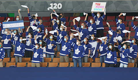 TORONTO, ON – MAY 31: Some of the 550 Healthcare workers allowed to attend play between the Montreal Canadiens and the Toronto Maple Leafs  (Photo by Claus Andersen/Getty Images)