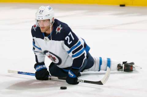 SUNRISE, FL – APRIL 15: Nikolaj Ehlers #27 of the Winnipeg Jets stretches prior to the game against the Florida Panthers at the FLA Live Arena on April 15, 2022 in Sunrise, Florida. (Photo by Joel Auerbach/Getty Images)